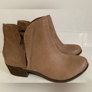 Lucky Brand Boots Women’s 9M Brown Leather Ankle Bootie Brenon Side Zip